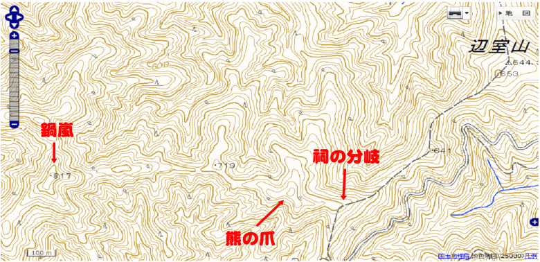鍋嵐の場所　地図